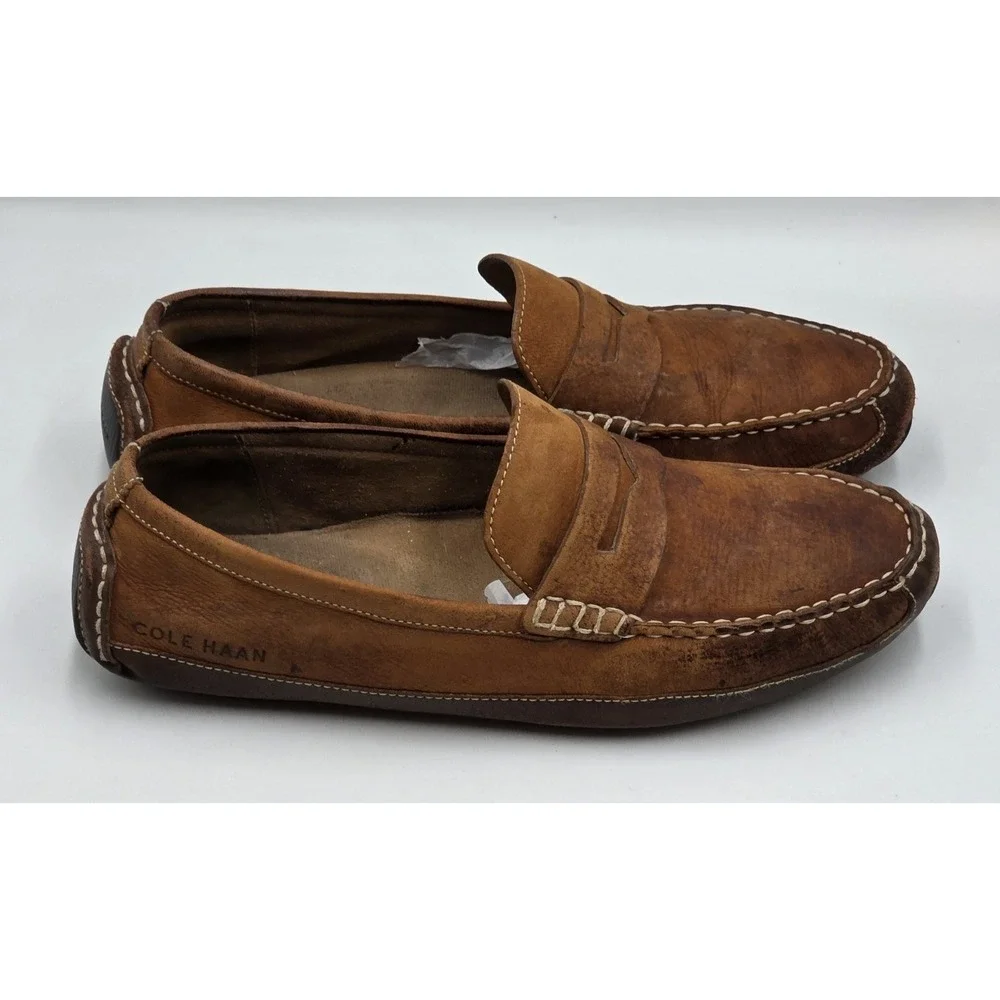 Cole Haan Women's‎ Trillby Driving Shoes  Distressed Brown Leather Sz 10.5M